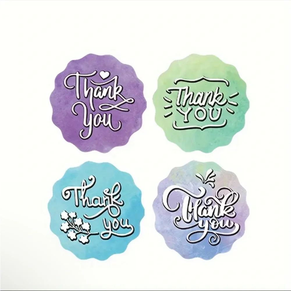 Roll of 500 Round Multi Colored Thank You Stickers - Picture 3 of 6